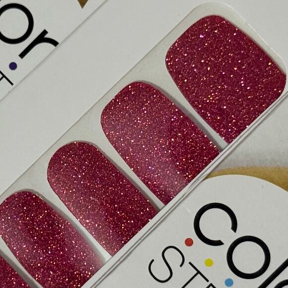 New Color Street “Cran-tastic” Sparkling Scarlet Glitter Nail Strips - Picture 1 of 1